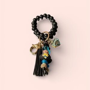 Jacksonville Jaguars Black Beaded Keychain with Tassel and Charms